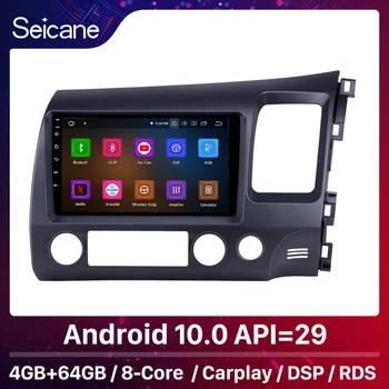 Seicane 4+64GB Android 10.0 autorádio, 9 palcový pre 2006-2011 Honda Civic RHD GPS HD Carplay podporu OBD2 Spätné kamery wifi
