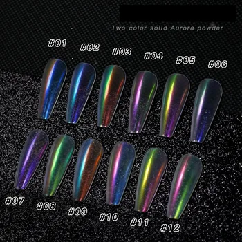 Dvojité Farba Pevné Aurora Nechtov Prášok Transparentné Holografické Neon Nechtov Glitters Chameleon Jemný Prach Chrome Nail Art Pigmenty