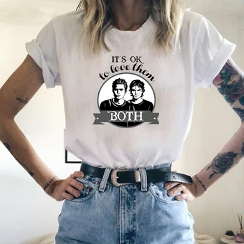 Dámske tričko Na Vampire Diáre T-shirt Letné Voľné Tee Tričko Dievčatá Ulzzang Bežné Harajuku T Shirt Ženy, Žena Oblečenie