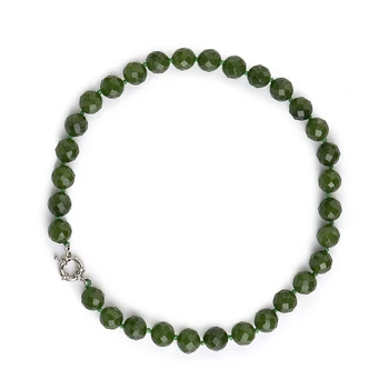 Prírodné Zelené Chalcedony Kamenné Skvosty, Náhrdelníky 12 mm Korálky HOBBY Ručné Uzol Žien Náhrdelník Šperkov Náhrdelník Energie Mužov Šperky