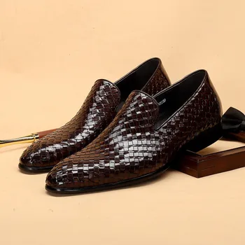 Taliansky 2020 mužov formálne topánky pravej kože oxford obuv pre mužov, šaty, topánky, svadobné topánky sklzu na kožené topánky brogues