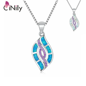 CiNily Luxusné Blue & White Fire Opal Purple Stone Prívesok, Striebro Pozlátené pre Ženy Prívesok Šperky Koktail Party Darček