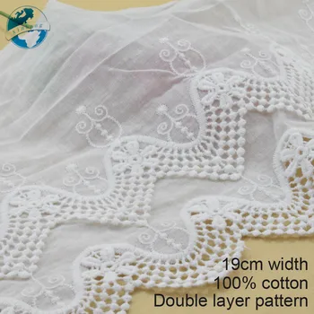 5yard 19 cm široký Bavlna embroid čipky šitie páse s nástrojmi guipure výbava svadobné dekorácie DIY Odev, Príslušenstvo afriky čipky#3923