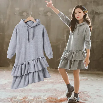 Dievčatá Šaty 2019 Nové Jeseň Dievčatá Oblečenie Šaty Módneho Dizajnu Dospievajúce Deti Šaty pre Dievčatá Bežné Nosenie 6 8 10 12 Rokov Oblečenie