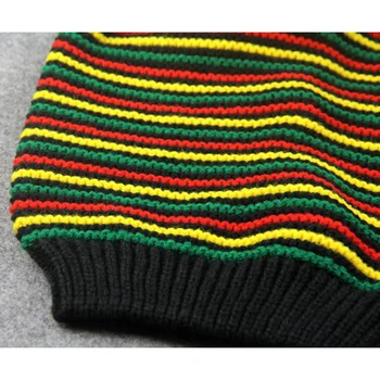 Nový Štýlový Reggae Bob Marley Klobúk Jamajský Pom Servítky Neforemné Čiapočku Prúžok Okraj Bavlna Zimné Teplejšie Clonu Stripe Cap Veľkoobchod