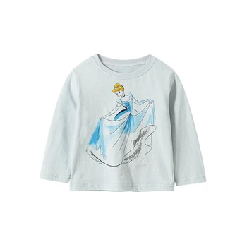 Disney Princezná Popoluška Jeseň Baby Dievčatá T-Shirt Cartoon Childen Bavlna Tees T Shirt Deti Narodeninovej Party Vrchné Oblečenie Košele