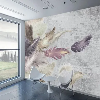 Vlastné 3D Tapeta nástenná maľba Cementu Textúra Pierko, Obývacia Izba, Spálňa Papier Pozadí Steny Dekoratívne Maľby