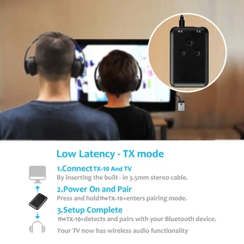 2 v 1, Bluetooth V4.2 Audio Vysielač, Prijímač RX A TX 3.5 mm AUX Bezdrôtové Audio Adaptér Stream TV domáceho stereosystému
