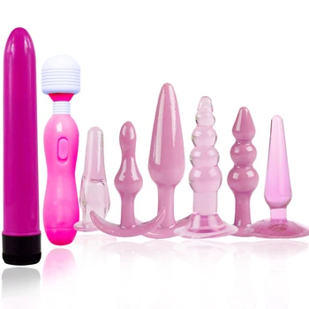 8pcs/súbor Dospelých Produkty Sex Vibrátor G-Spot Pošvy Masér Silikónový Análny Korálky Plug Análny Stimulátor Ženy Muži Dospelých, Sexuálne Hračky
