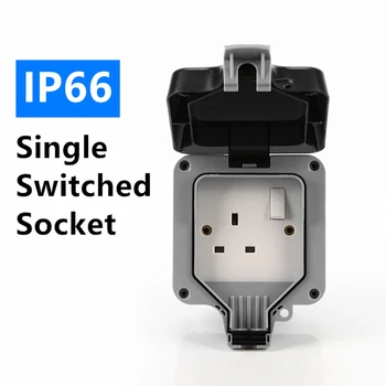 Nový Vodotesný Vonkajší 13A UK Jednej Zásuvky Prešiel Zásuvky IP66 Vonkajšie Použitie zapnutie Svetla Pätica Panel Set S LED USB port