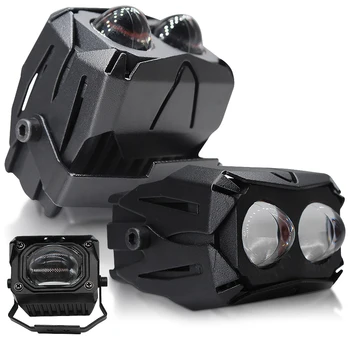 2ks LED Bi Objektív Dual Farby Motocykel Projektor Svetlometu Pozornosti Moto Bike 8000LM Svetlomet Auto Hmly DRL svietenie 12V