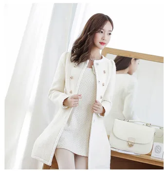 Zimné módne nové veľké kožušiny golier coats Qiu Dong kórejskej ženy dlhý úsek dlhý kabát Dong kórejských žien dlhá srsť vlnené