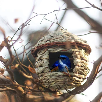 Najnovšie Trávy Vtáčia Búdka ,Útulné Miesto Odpočinku pre Vtáky,Poskytuje Útočisko Pred Chladné Počasie,Ručne Tkané Vták Domy Hniezdo ideálny pre F