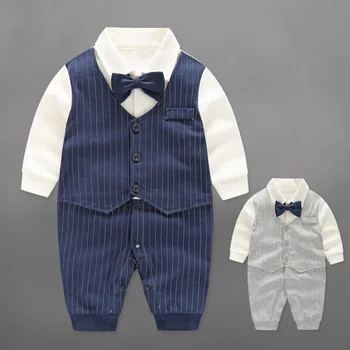 Baby Boy Remienky Bavlna Motýlik Gentleman Strany Oblečenie Na Jar Batoľa Princ Kostým Dieťa Kombinézach Novonarodených Chlapcov, Oblečenie