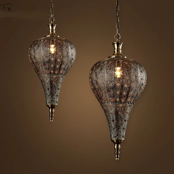 Marocký Lampa Retro Železa, Kovový Prívesok Osvetlenie Priemyselné Vintage Visí Lampa Dekor Loft Jedáleň/Obývacia Izba Reštaurácia Kuchyňa