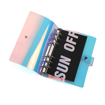 NOVÉ A5 A6 A7 PVC Laser Rainbow Binder Transparentným Notebook Denník Kryt Lesk Loose Leaf Poznámka Knihu Plánovač Klip Kancelárske potreby