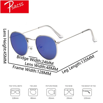 PSACSS NOVÉ slnečné Okuliare Ženy Vintage Malý Kovový Rám Slnečné Okuliare Pre Ženy/Mužov Značky Dizajnér Lúče Zrkadlové UV400 Oculos De Sol