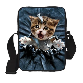 Bežné lady messenger taška 3D denim malé zviera tlače kabelka roztomilý mačiatko, šteňa výraz taška cez rameno dieťaťa vianočný darček