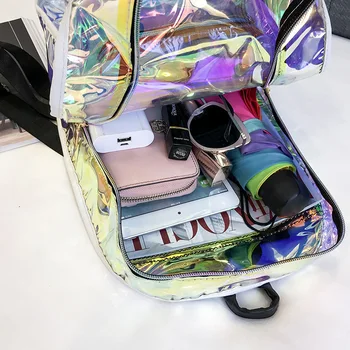 UOSC Ženy Hologram Batoh Laser Daypacks PU Kožené Dospievajúce Dievčatá Školské tašky Pack Žena Holografické Tašky Mochila