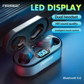 TWS Air55 Pro Bluetooth 5.0 Slúchadlo bezdrôtového mikrofónu nepremokavé športové slúchadlá inteligentné tlačidlo veľkých pohyblivých zvuk FINEBLUE