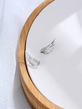 SILVERHOO 925 Sterling Silver Anjel Krídla Jasné Cubic Zirconia Stud Náušnice Pre Ženy Kúzlo Malé Náušnice Striebro 925 Šperky
