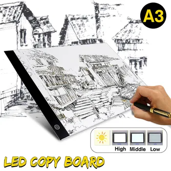 A3 LED Kreslenie Pad Tablet Kreslenie Pad Box Rada Kreslenie Pauzovací Tracer Kópiu Doska Stolný Podložky Led Light Pad Kópiu Rada Vzorkovníka