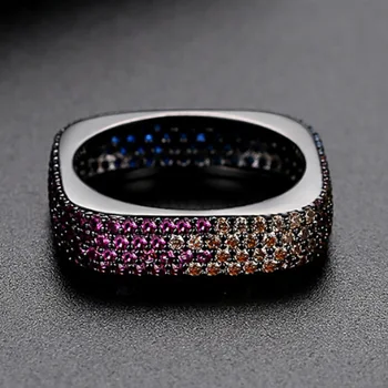 Zlxgirl šperky zmiešané farby mirco spevnené zirkón žien snubné prstene, šperky vysokej kvality medi prst krúžky anel aneis