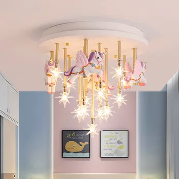 Hviezdy Teplé Pegasus Papierový Žeriav Verejného Izba Nordic Jednoduché Spálňa Svetlá Populárne Tvorivé LED detskej Izby Stropná Montáž Lampa