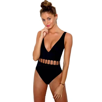 2020 Nové Sexy Duté Výrez Monokiny Ženy V Ponoriť Plavky Backless Jeden Kus Oblek S-XL Dievča Pevné Čierne Plavky, plážové oblečenie