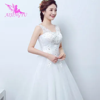 AIJINGYU 2020 2021 biela Prispôsobené new horúce predaj lacné plesové šaty, čipky späť formálne nevesta šaty svadobné šaty FU175