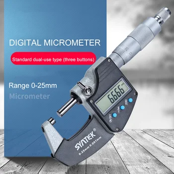 0.001 mm Elektronický Digitálny Mikrometer 0-25 mm 3 Tlačidlá Metrické/palec Elektronické Vonkajší Priemer Mikrometer Karbidu Nástroj