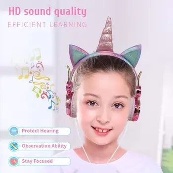 Roztomilý Detský Dievča Jednorožec Slúchadlá S Mikrofónom Bling Bling Diamond Káblové Slúchadlá Mobilný Telefón, Počítač Hráčsky Headset Dary
