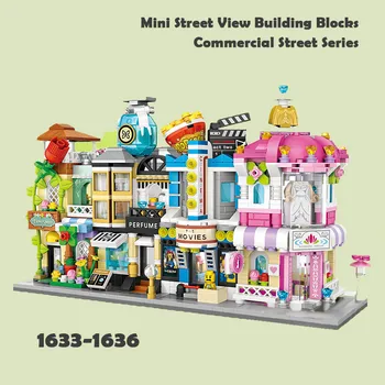 1633-1636 Obchodnej Ulici Série Detstva Play Mini na Ulicu Stavebné Bloky HOBBY Hračky Vzdelávacie Deti Hračky Pre deti