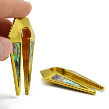 Showlove-1pair Chirurgickej Ocele Kľúčový Otvor Tvar Zlatá Shell Ucho Hmotnosti Srd Ucho Expander Plug Ucho Tunel Piercing Šperkov