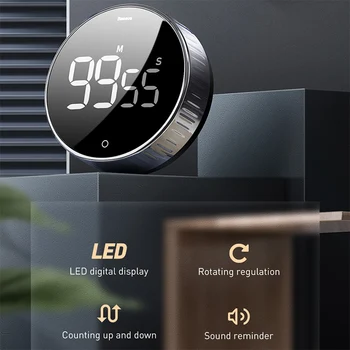 Baseus LED Digitálny Časovač Pre Kuchyňa Varenie Sprcha Štúdia Stopky Budík Magnetické Elektronické Varenie Odpočítavanie Času, Časovač