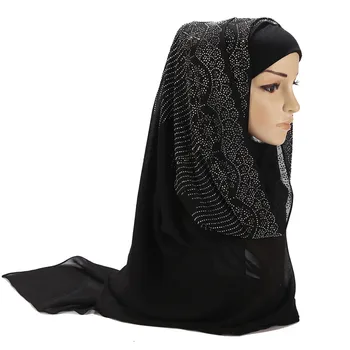 2019 NOVÉ žien drahokamu šifón farbou moslimských hlavu šatku, šály a zábaly pashmina bandana žena foulard hidžáb obchodov