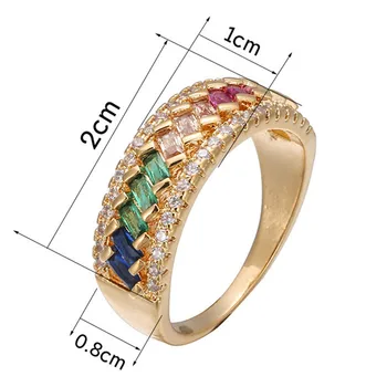 18k zlata farieb multicolor drahé kamene krištáľ Prstene pre ženy rainbow diamanty bieleho zlata farba indickej Dubaj módne šperky