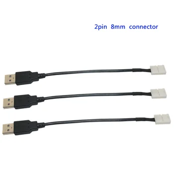 5 ks 2pin 15 cm kábel led pásy konektor 8 mm/10 mm led konektor USB konektor Zadarmo Zváranie pre 5050 DC5V led pásy