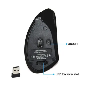 Wireless 2.4 G Vertikálne Myši Nabíjateľná Ergonomické Zdravé Mause 1600 DPI Optické 5D Ceative Myší S Podložka pod Myš Pre Notebook PC