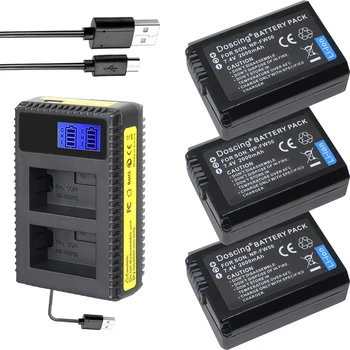 Doscing 3ks NP-FW50 NP FW50 Batérie+LCD USB Nabíjačka pre Sony A6000 5100 a3000 a35 A55 a7s II alfa 55 alpha 7 A72 A7R Nex7 NE