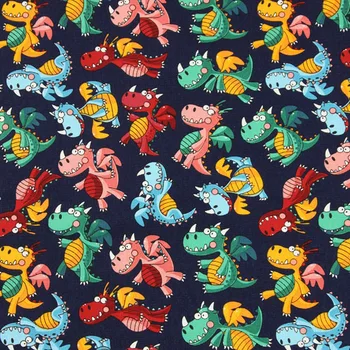 Bavlnená Tkanina Taška pre Šijacie Patchwork HOBBY obrus Tlač Malý Dinosaurus Textílie Cartoon Na Gauč Cartoon 45*110 cm Semiš Textílie