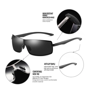 COASION 2020 Luxusný Dizajn Značky Polarizované Muži Okuliare Obdĺžnik Kovovým Rámom Slnečné Okuliare na Nočné Videnie Okuliare CA1480