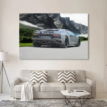 Modulárny Plátno HD Výtlačkov Obrázkov Múr Umenia Maľby Domova Aventador je Čierna Auto Zozadu Plagáty Pre Obývacia Izba Č Rámovanie