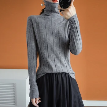 Čistá vlna hromadu golier sveter ženy vysoká krku sveter krátke tenké časti slim klesnutie sveter 20 nové jesenné a zimné