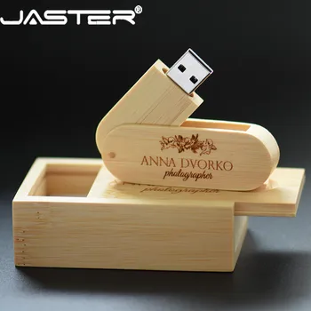 JASTER (zadarmo vlastné logo) Drevené USB 2.0 Flash Drive kl ' úč 8 GB 16 GB 32 GB, 64 GB Rotácia usb+ box memory Stick fotografie