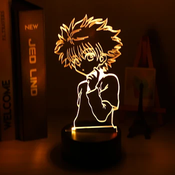 Gon a Killua Obrázok 3d Nočné Svetlo Anime Hunter X Hunter svetlo pre Dieťa Spálňa Decor Osvetlenie Dieťa Darček HxH Lampy, Nočné