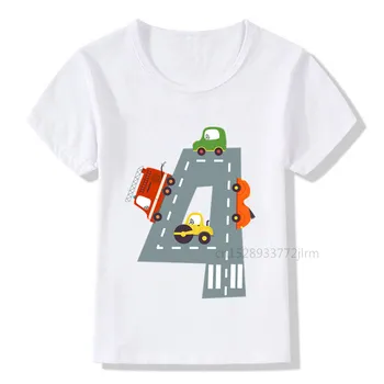 Chlapci Rôznych Auta 1-9 Narodeniny Číslo Print T Shirt Deti Narodeniny Chlapec Auto Milenca T-shirts Boy&Girl Vtipný Darček Tričko Prítomný