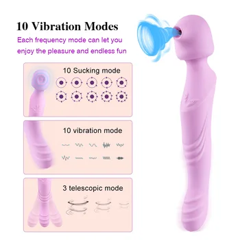 OLO 3 v 1 AV Čarovná Palička Vibrátor Teleskopická Sacia Vibrátor Vibračné Dildo G Mieste Stimulátor Klitorisu Sexuálne Hračky pre Ženy