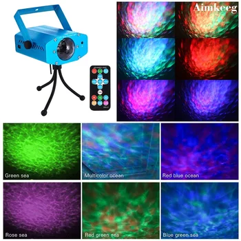 7 Farebná Vlna Vody Vzor Lampa Disco Stage, Osvetlenie, Zvuk Aktivácia 10W LED DJ Lampa Automatický Laserový Projektor s Regulátor