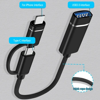 Ihuigol 2 v 1 OTG Kábel USB 3.0 na Osvetlenie Typ C Data Converter, Myši, Klávesnice, U Diskov Kamera Pre iPhone 12 Samsung S9
